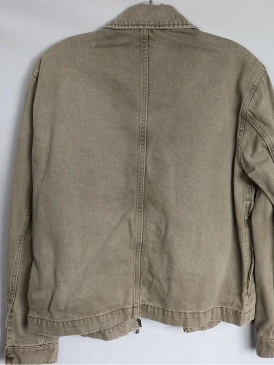 Zara Olive Utility Jacket Zip Front Cropped Size M Women’s - Picture 7 of 9